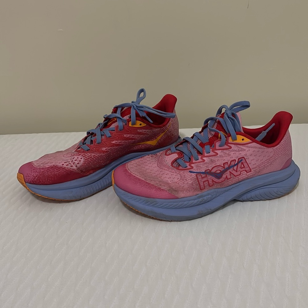 Hoka Kids Pink and Red Running Shoes